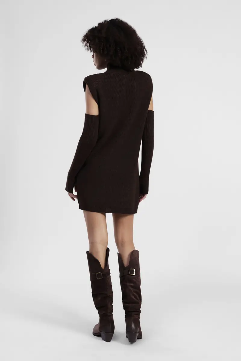 Abito corto in maglia con maniche rimovibili miniatura 3