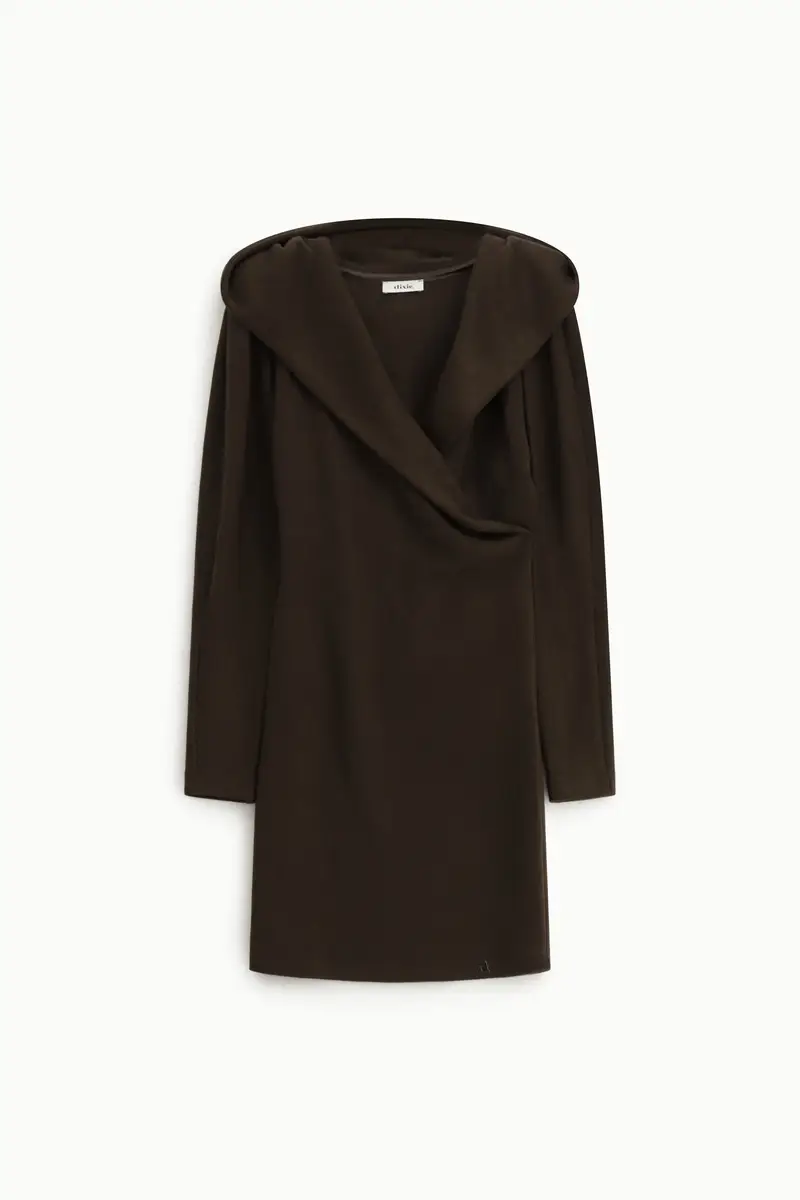 Abito corto incrociato con maniche lunghe