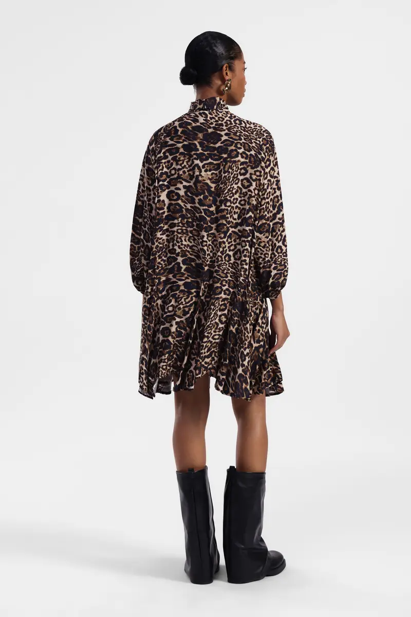 Abito corto maculato con maniche 3/4 miniatura 4