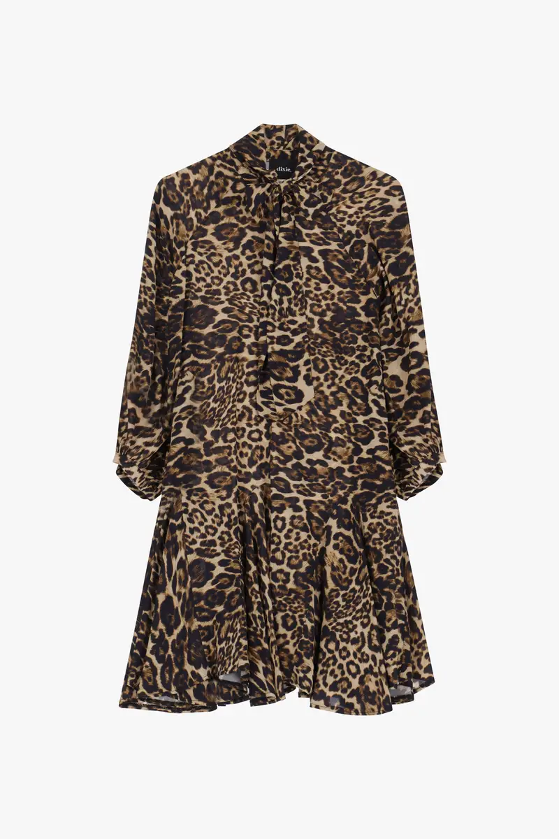 Abito corto maculato con maniche 3/4