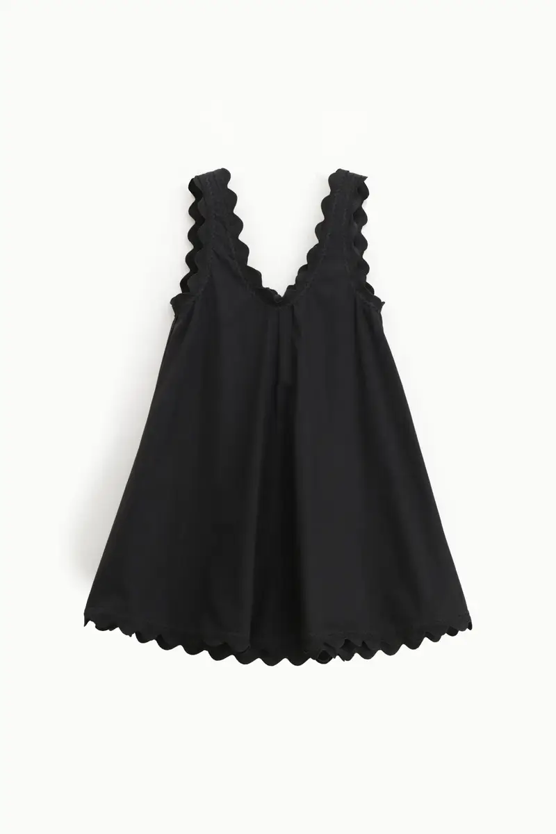 Abito corto senza maniche con profilo smerlato