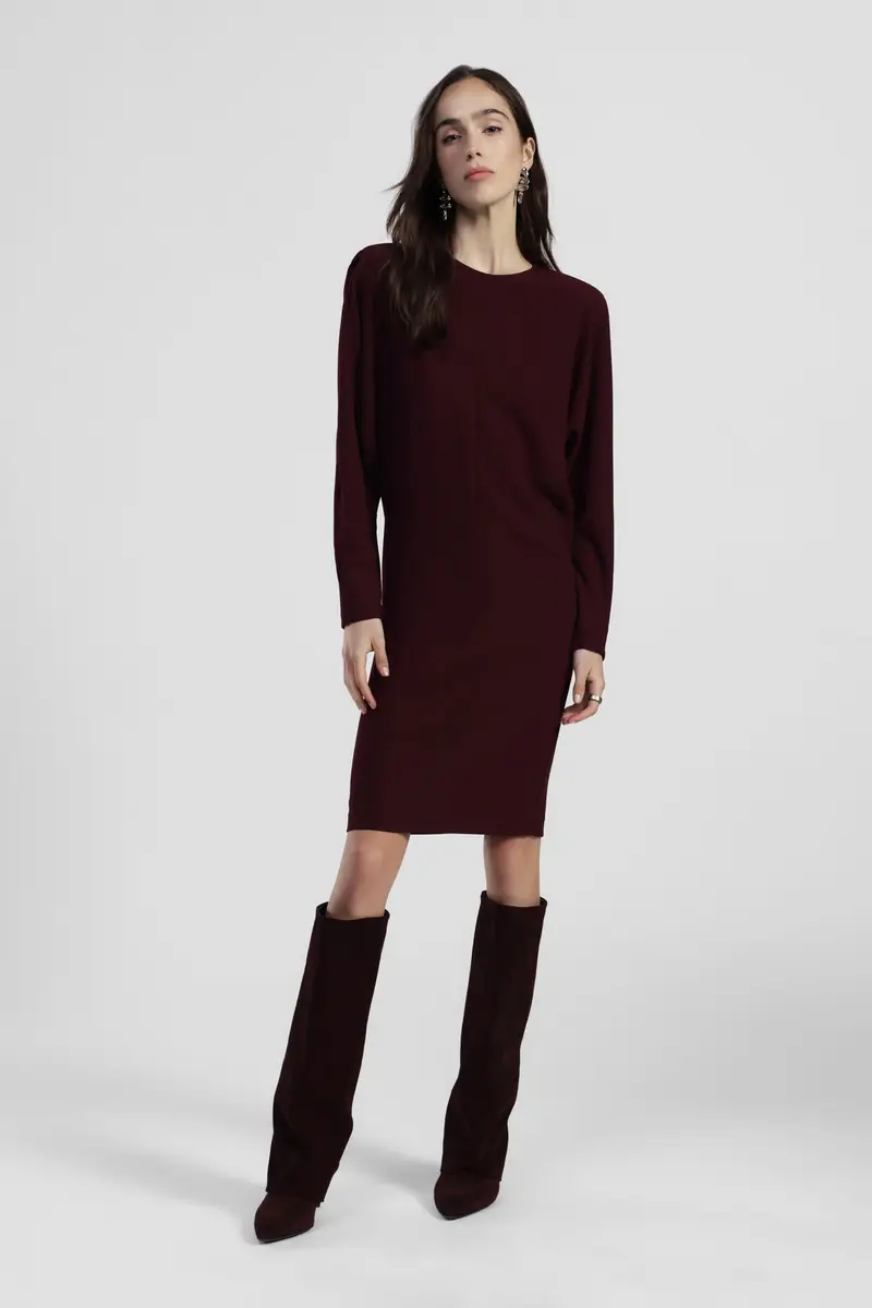 Abito dritto midi con maniche lunghe miniatura 2