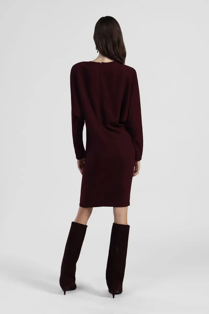 Abito dritto midi con maniche lunghe miniatura 3