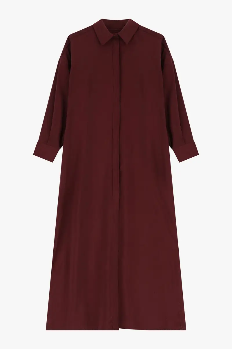 Abito lungo camicia con maniche lunghe e spacchi