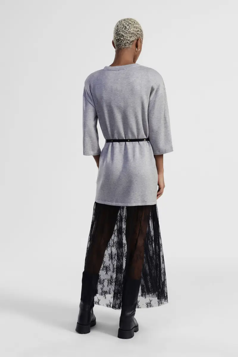 Abito lungo con cintura e fondo in tulle miniatura 3