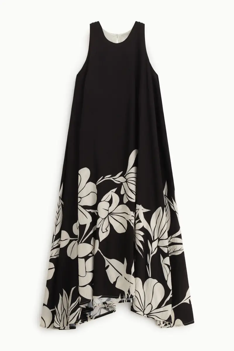 Abito lungo senza maniche stampa floreale