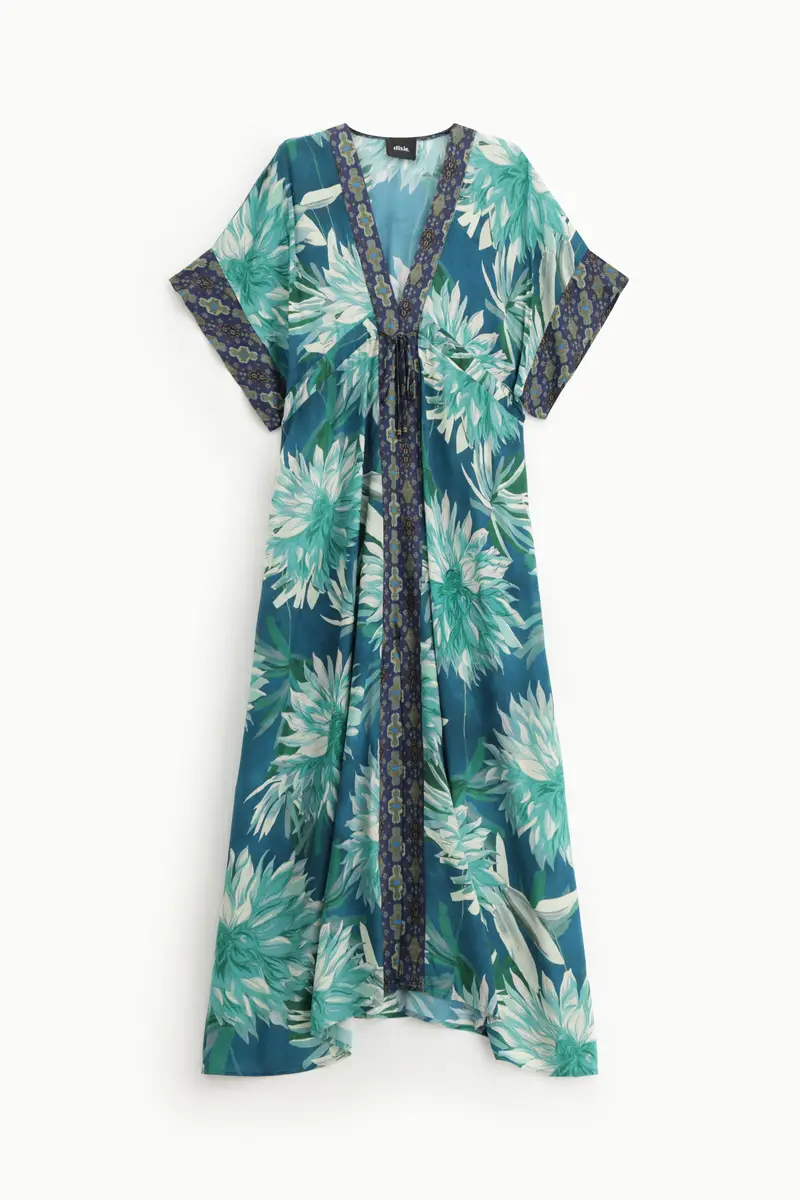 Abito lungo stampa floreale con maniche ampie