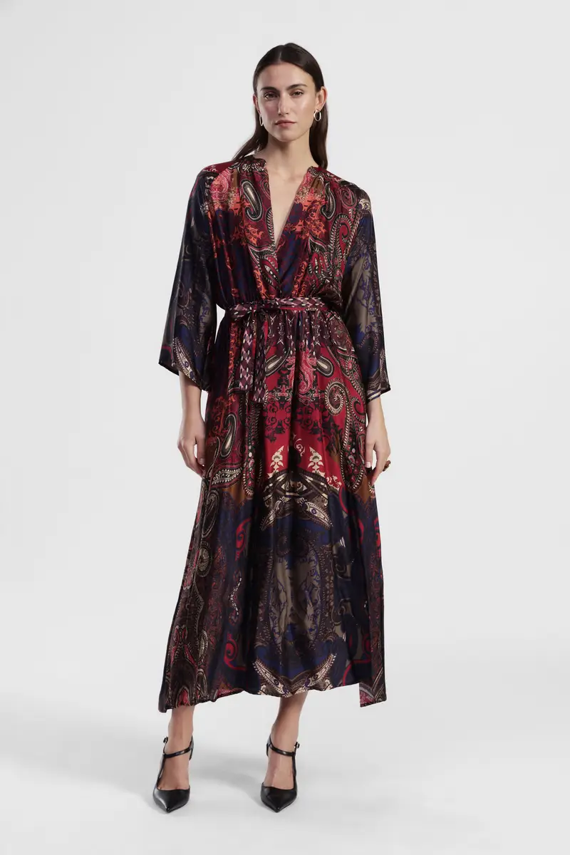 Abito lungo stampa paisley con scollo a v miniatura 2