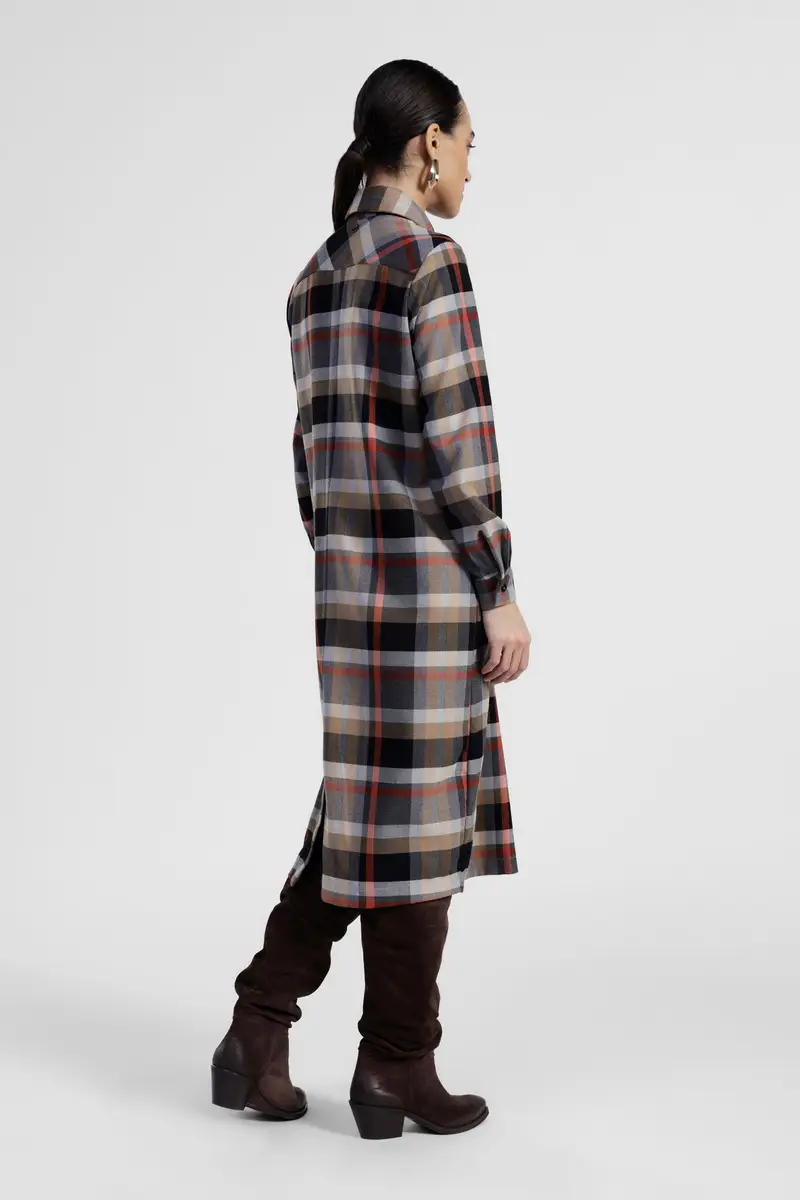 Abito midi a quadri con colletto classico miniatura 3