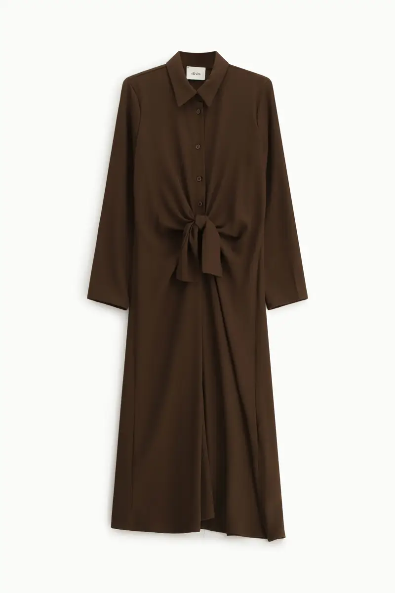 Abito midi camicia con nodo frontale
