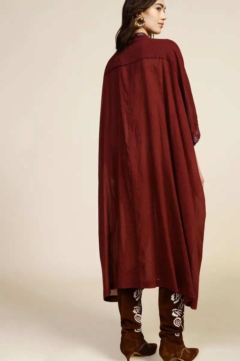 Abito midi con bottoni e maniche 3/4 ricamate miniatura 3