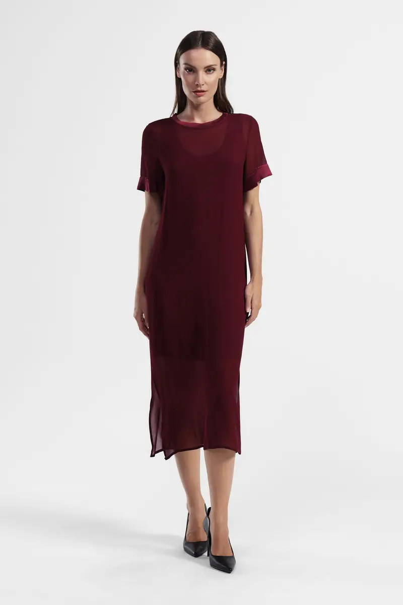 Abito midi con maniche corte miniatura 2