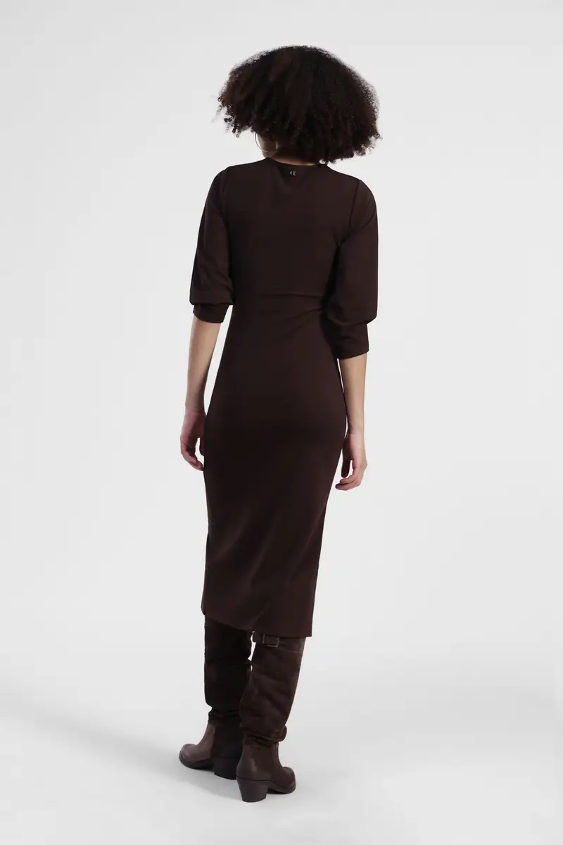 Abito midi con maniche tre quarti e spacco frontale miniatura 3