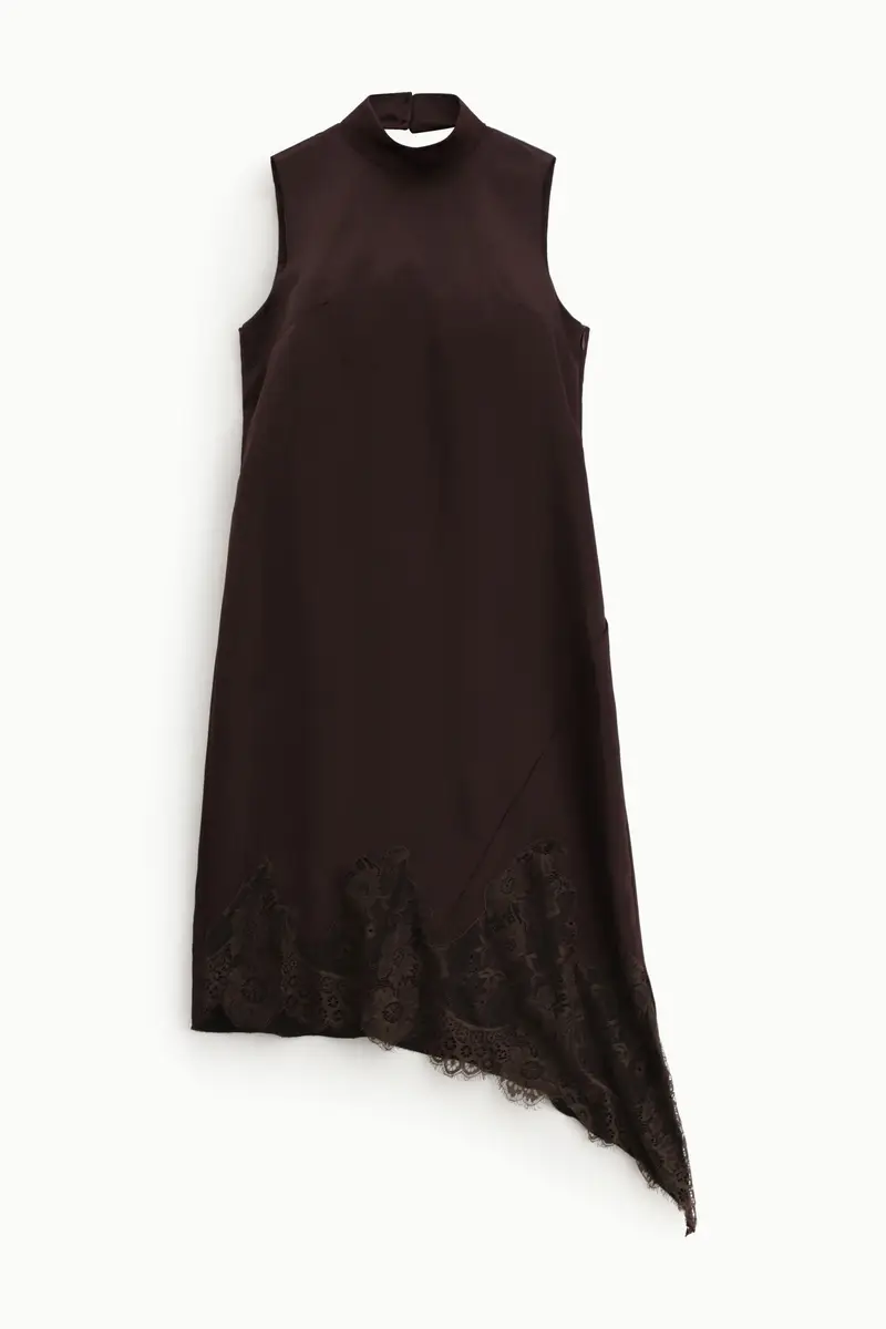 Abito midi senza maniche con bordo in pizzo