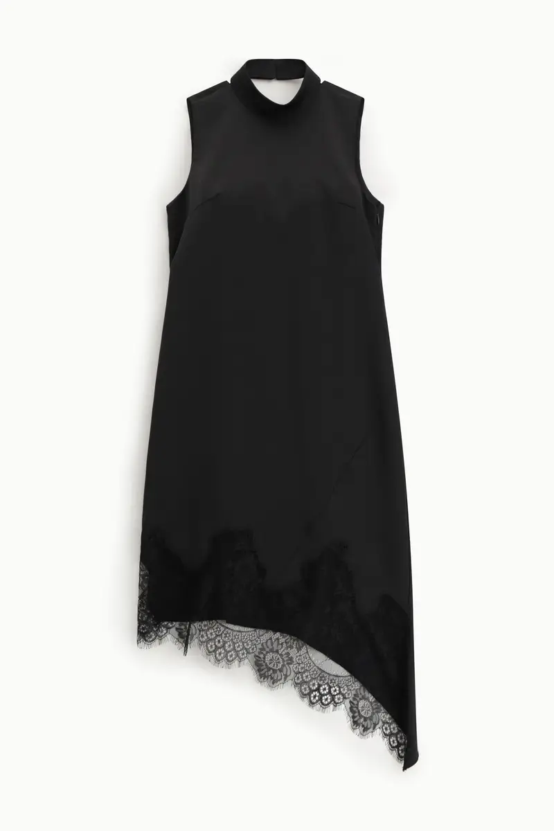 Abito midi senza maniche con bordo in pizzo