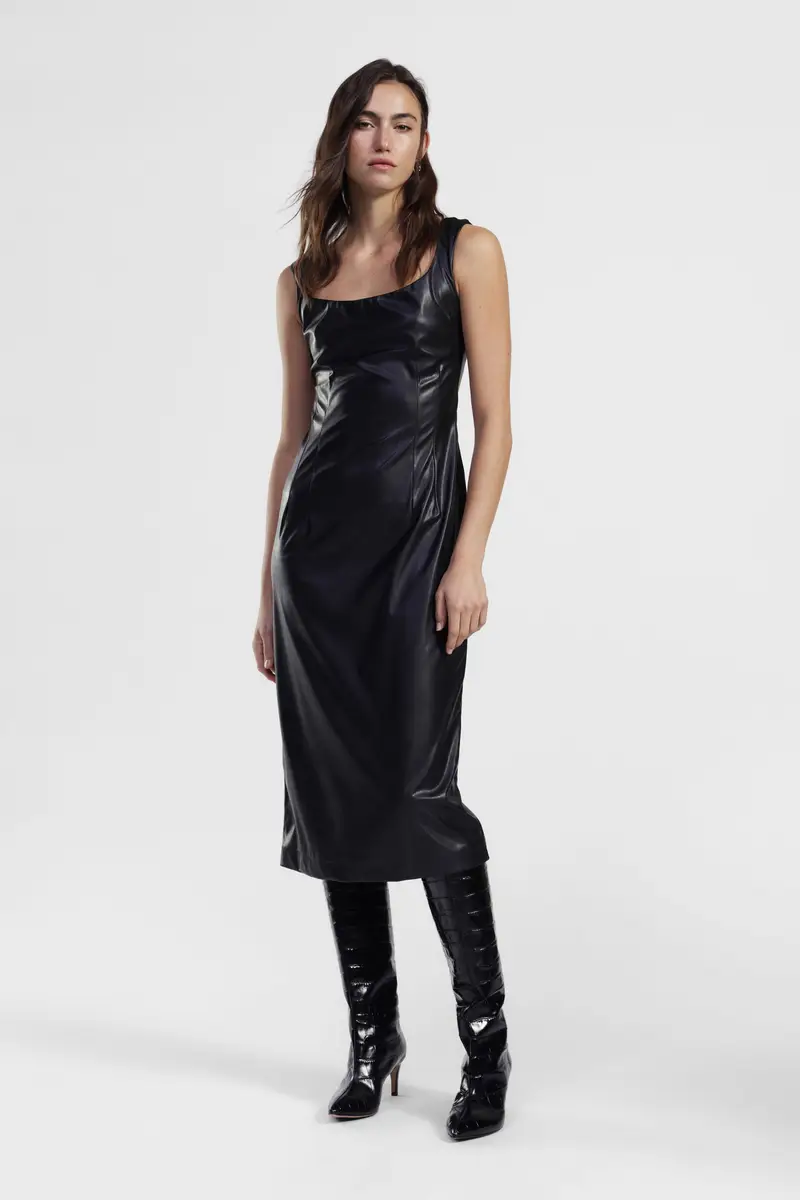 Abito midi senza maniche con scollo squadrato miniatura 2