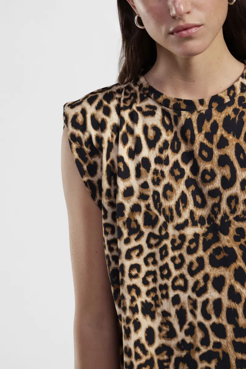 Abito midi senza maniche stampa animalier miniatura 4