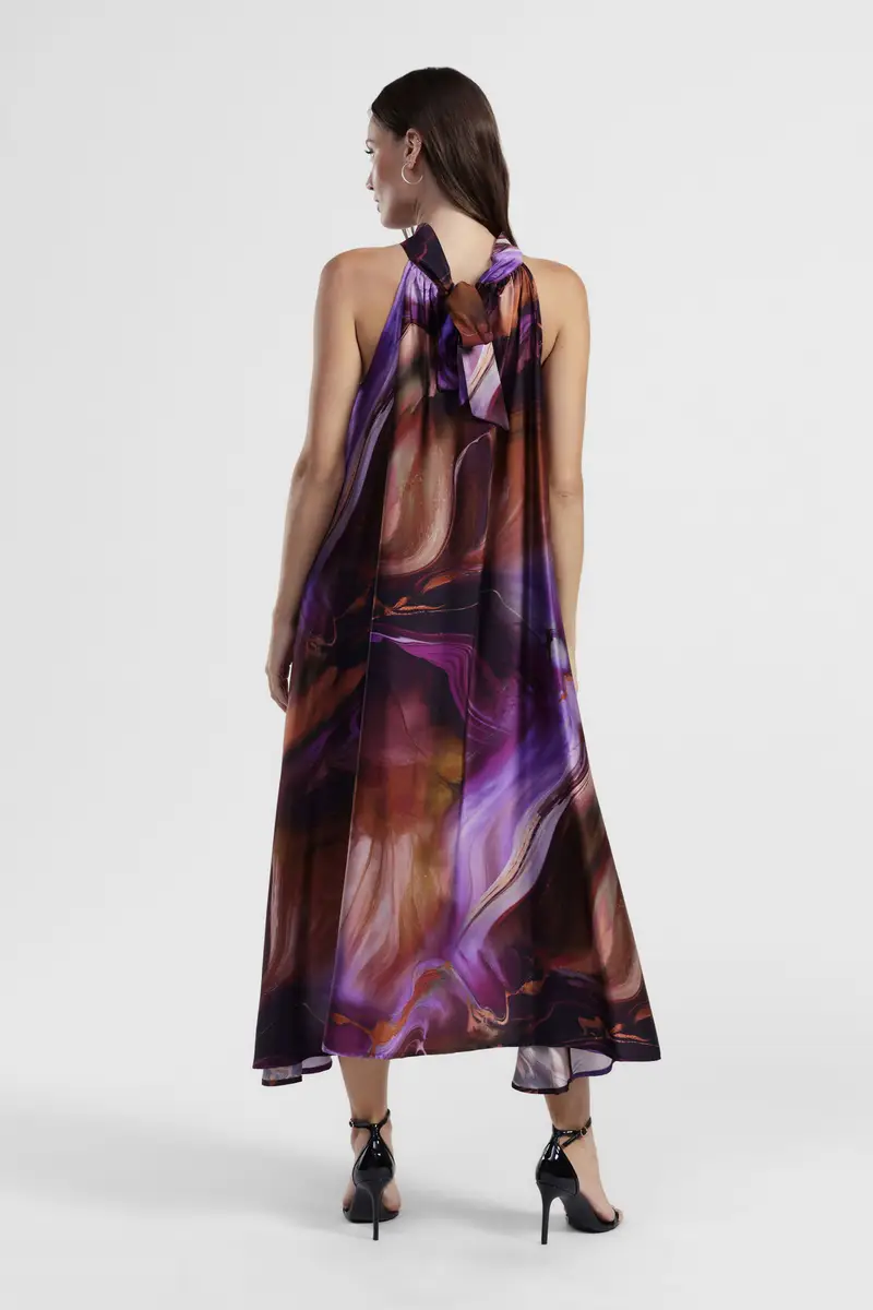 Abito midi senza maniche stampa astratta miniatura 3