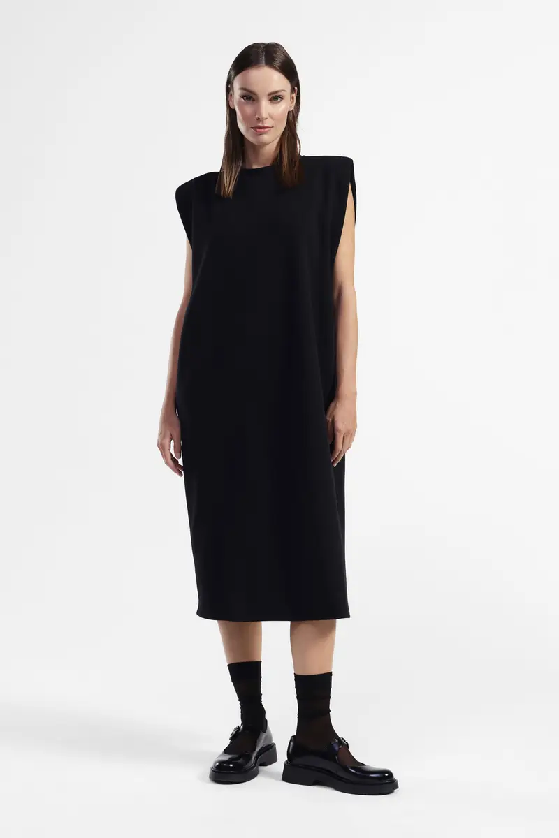 Abito midi smanicato colore unito miniatura 2