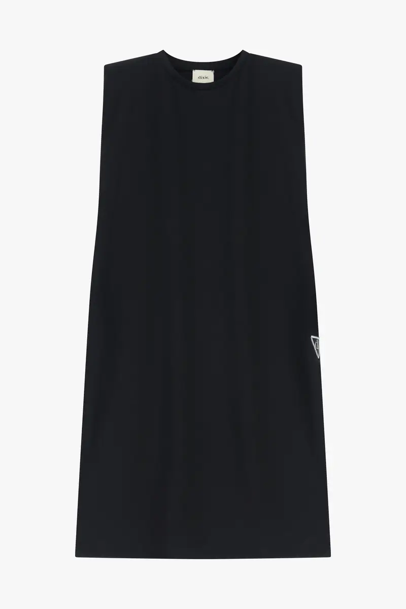 Abito midi smanicato colore unito