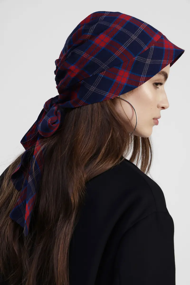 Bandana annodata motivo tartan con fiocco miniatura 2