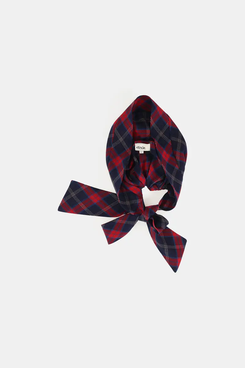 Bandana annodata motivo tartan con fiocco miniatura 3