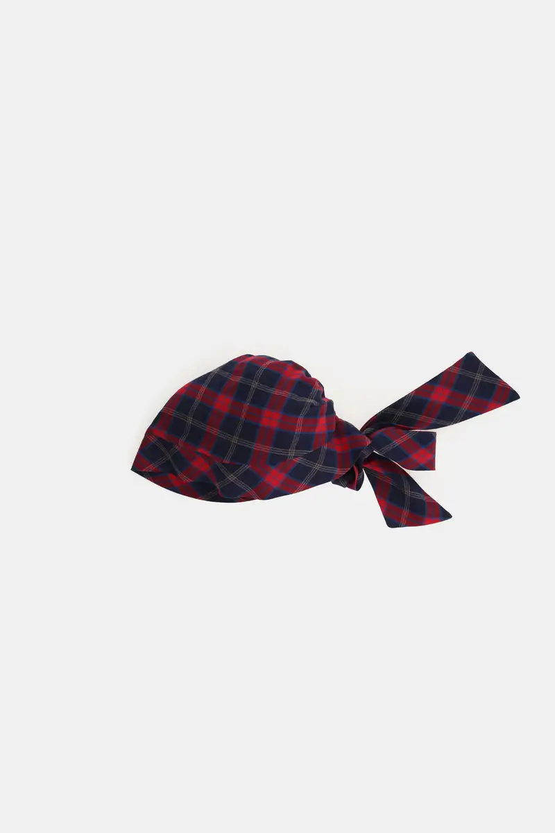 Bandana annodata motivo tartan con fiocco