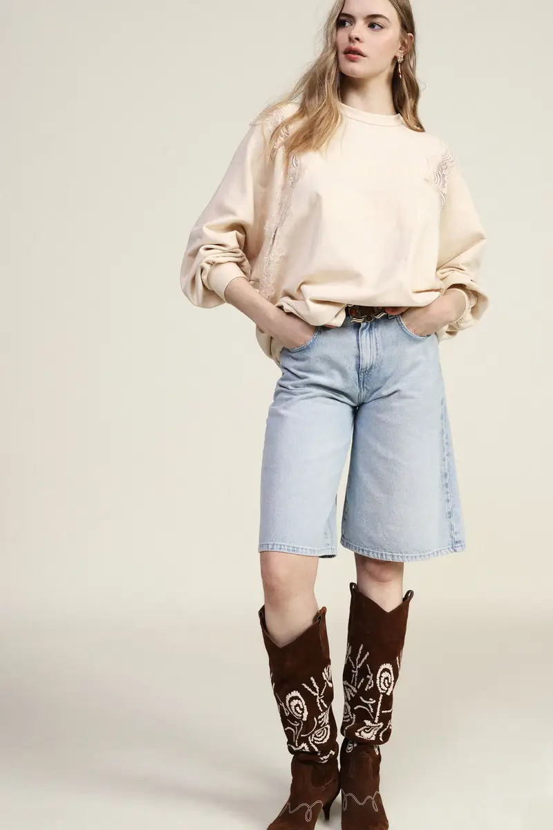 Bermuda shorts cinque tasche con lavaggio chiaro miniatura 2