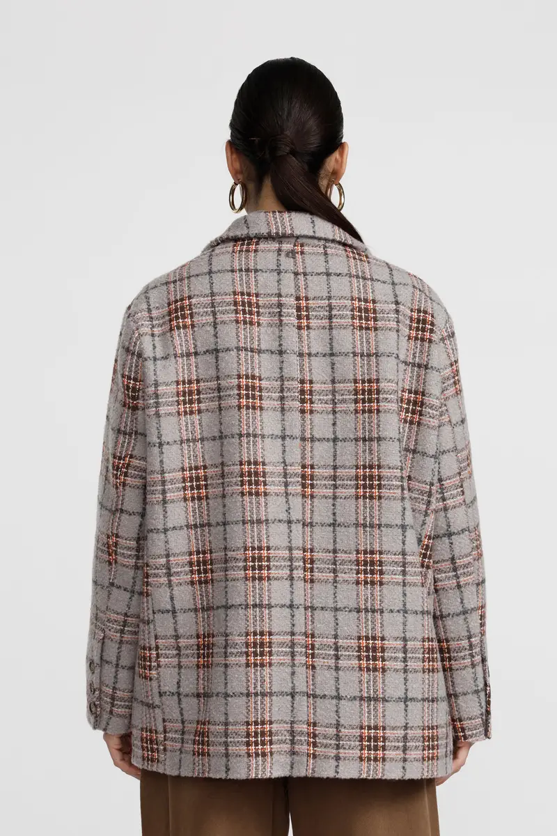 Blazer a quadri con chiusura a bottoni singoli miniatura 3