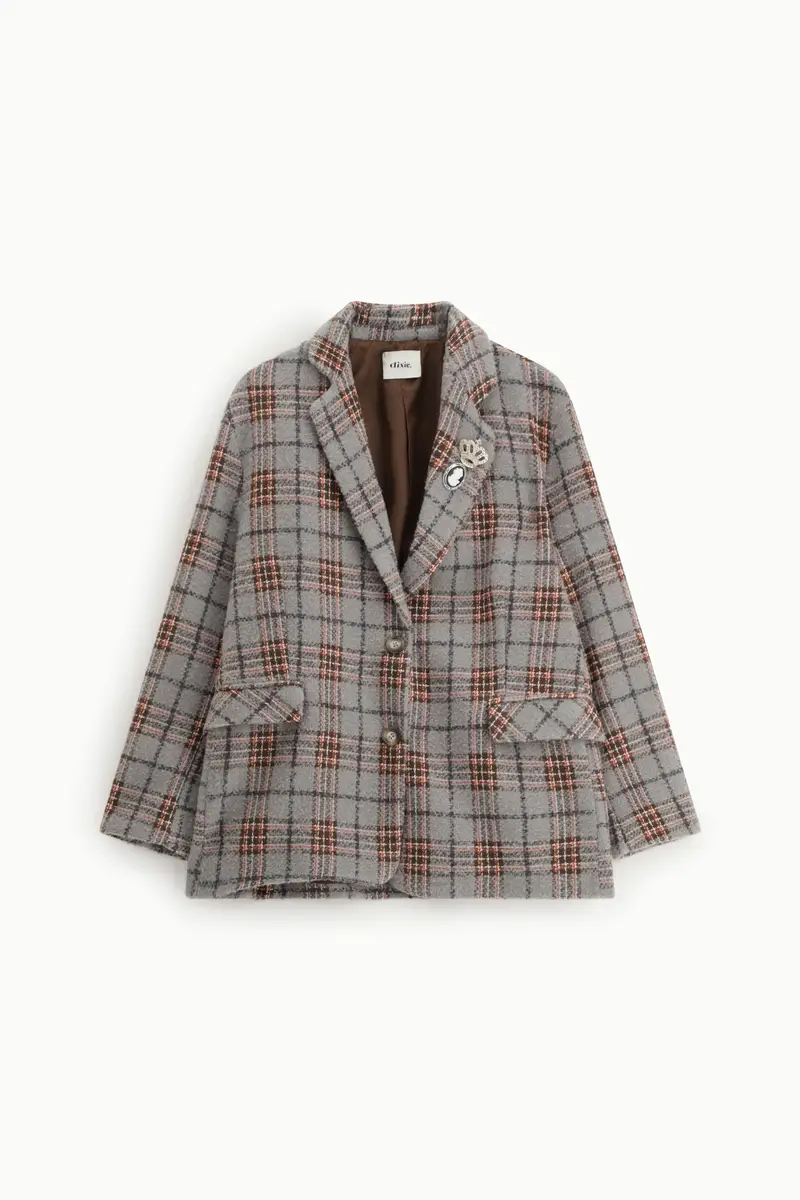 Blazer a quadri con chiusura a bottoni singoli