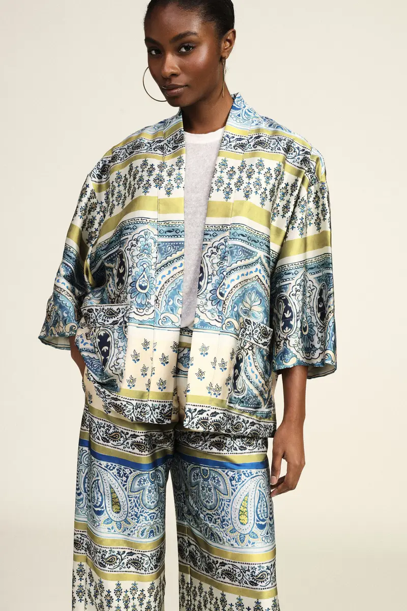 Blazer ampio fantasia paisley a manica larga miniatura 2