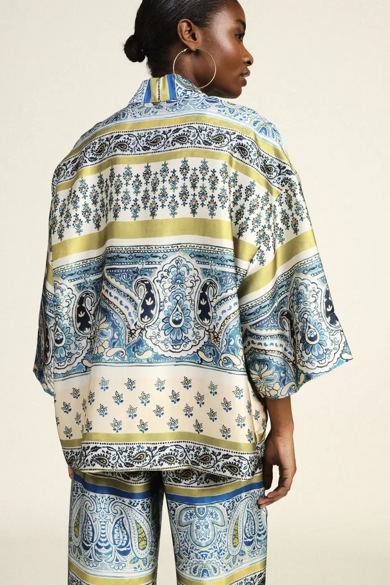 Blazer ampio fantasia paisley a manica larga miniatura 3
