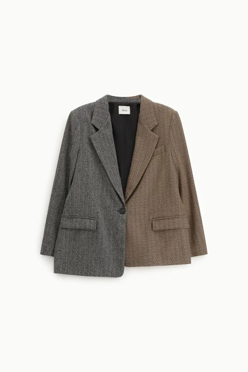 Blazer bicolore fantasia chevron fit regolare