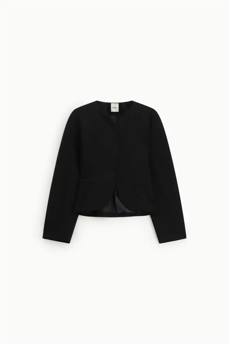 Blazer corto con scollo arrotondato e bottoni nascosti