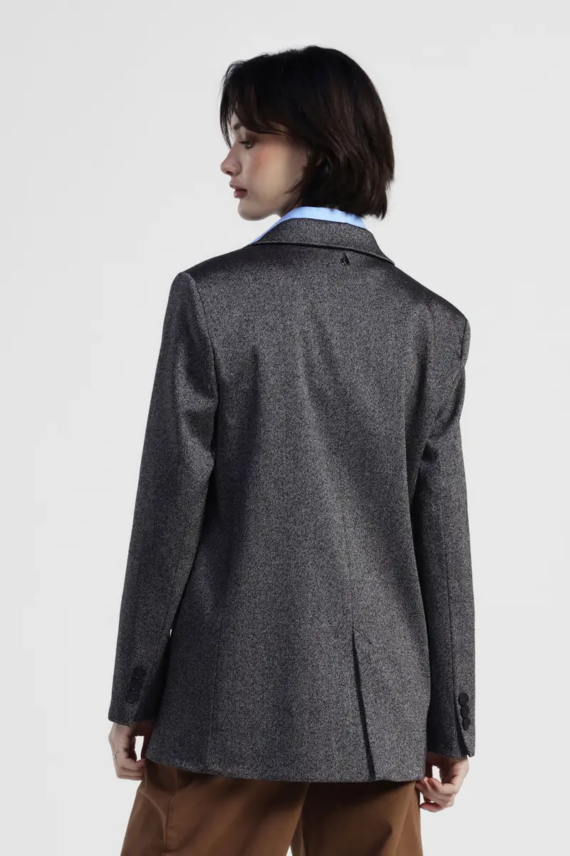 Blazer monopetto con tasche a patta e spille miniatura 3