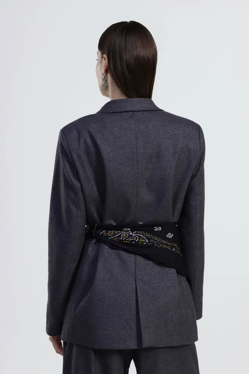 Blazer regular fit con sciarpa fantasia annodata miniatura 3