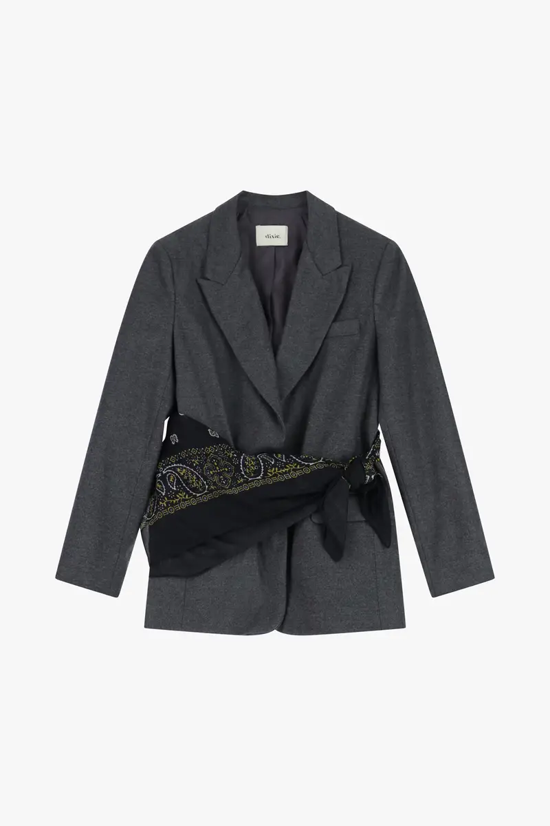 Blazer regular fit con sciarpa fantasia annodata