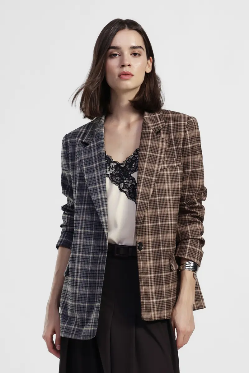 Blazer regular fit fantasia bicolore quadri miniatura 2