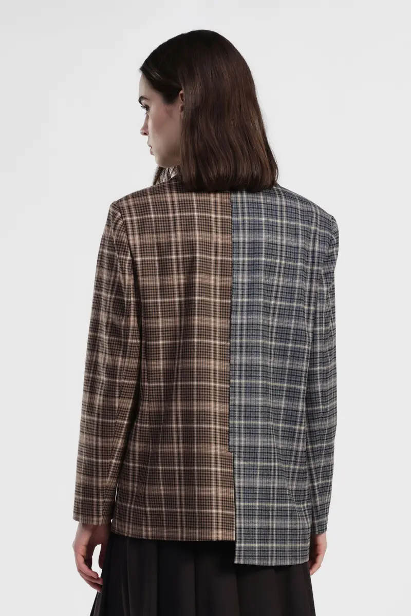 Blazer regular fit fantasia bicolore quadri miniatura 3