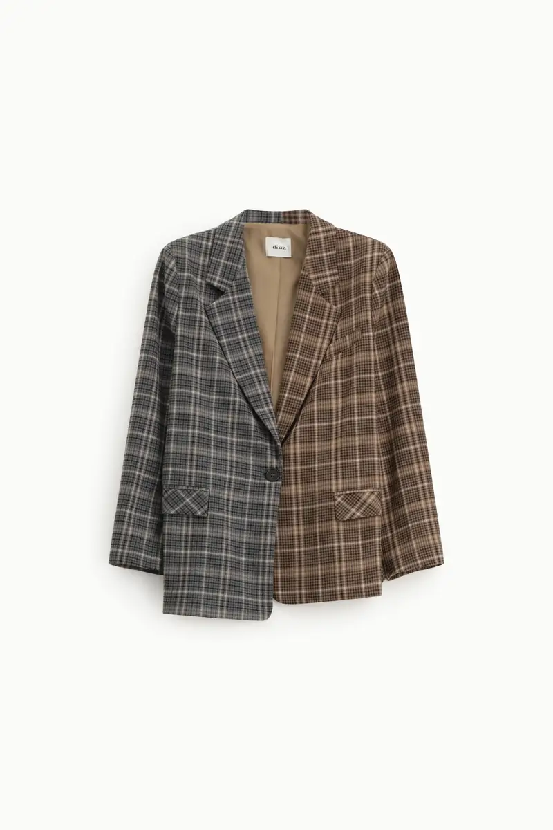 Blazer regular fit fantasia bicolore quadri