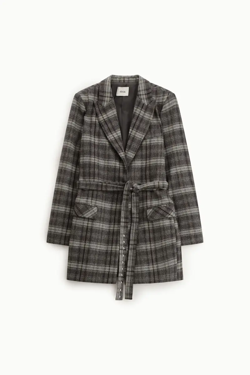 Blazer stampato con cintura a occhielli