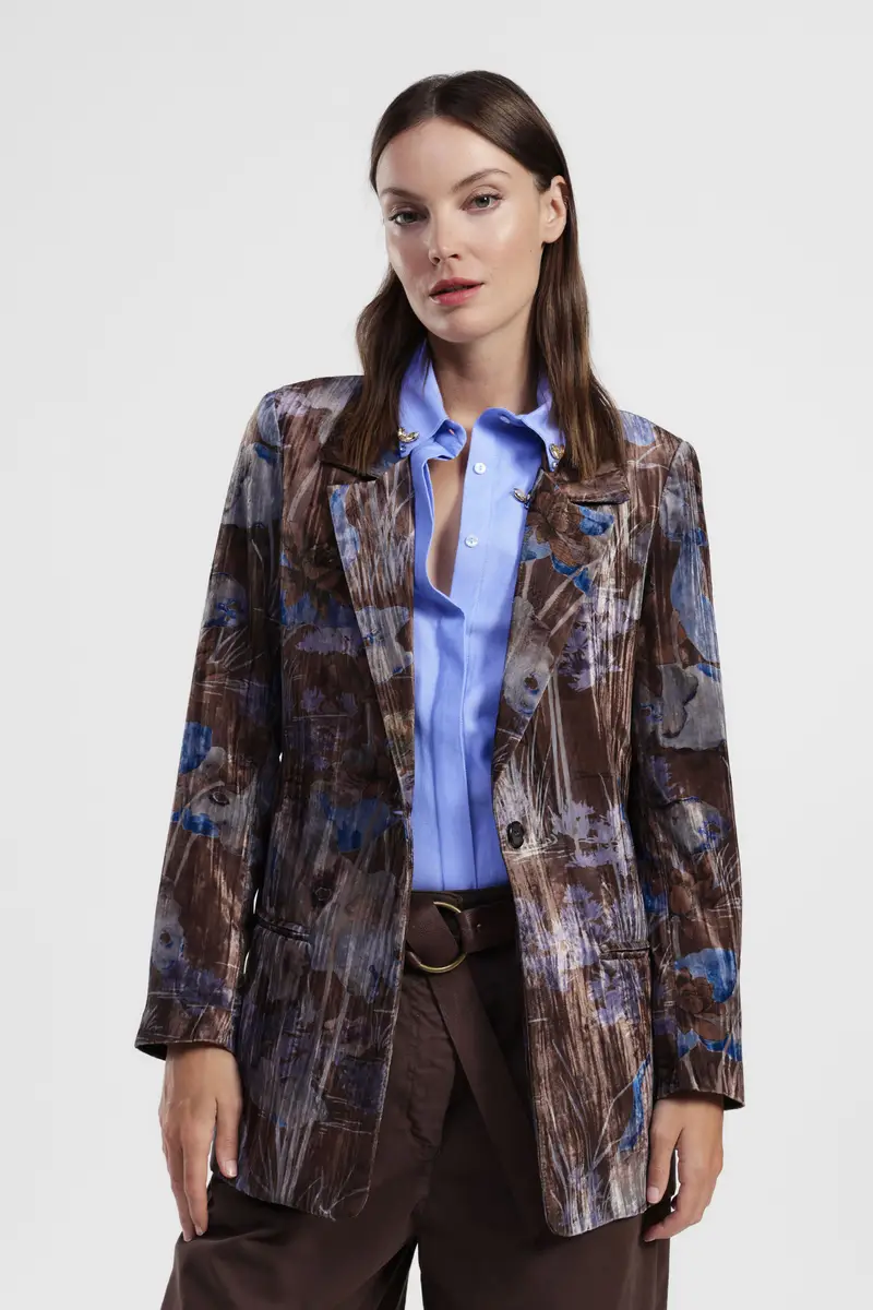 Blazer stampato fit regolare con tasche frontali miniatura 2