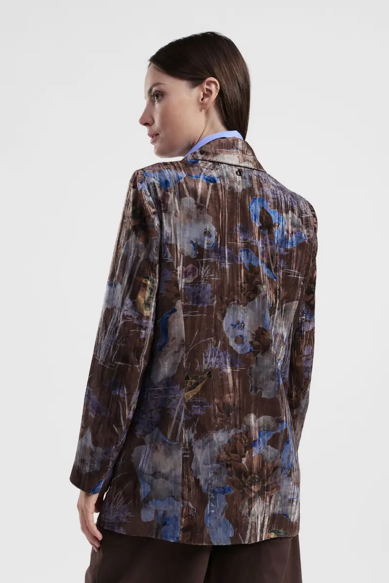 Blazer stampato fit regolare con tasche frontali miniatura 3