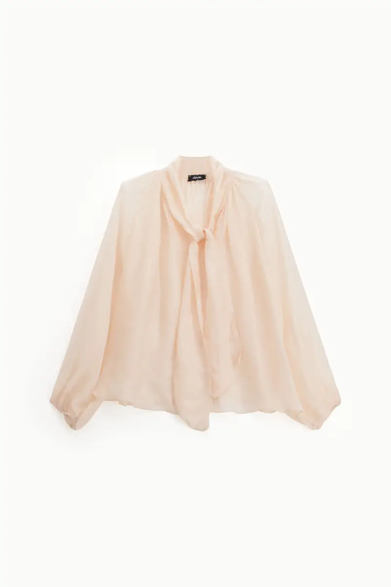 Blusa ampia collo fiocco manica lunga