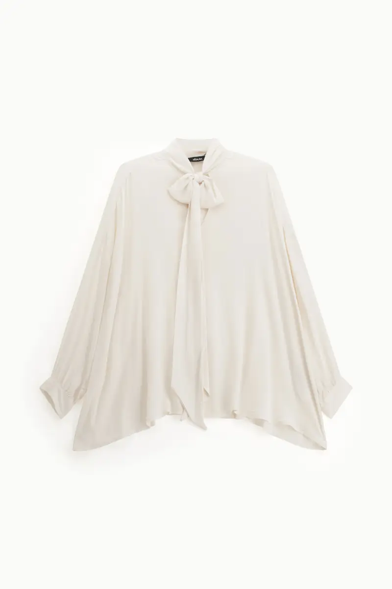 Blusa ampia con fiocco frontale e maniche 3/4