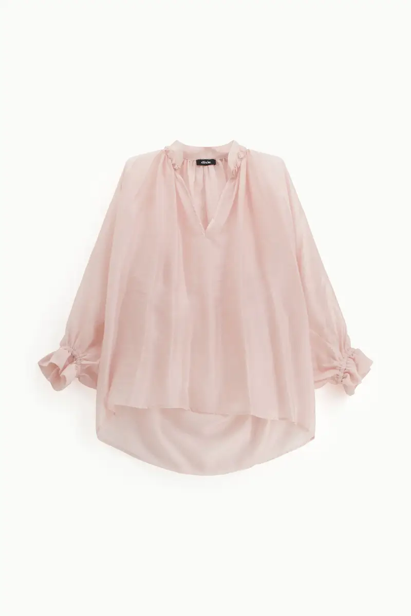 Blusa ampia con scollo a v e maniche lunghe