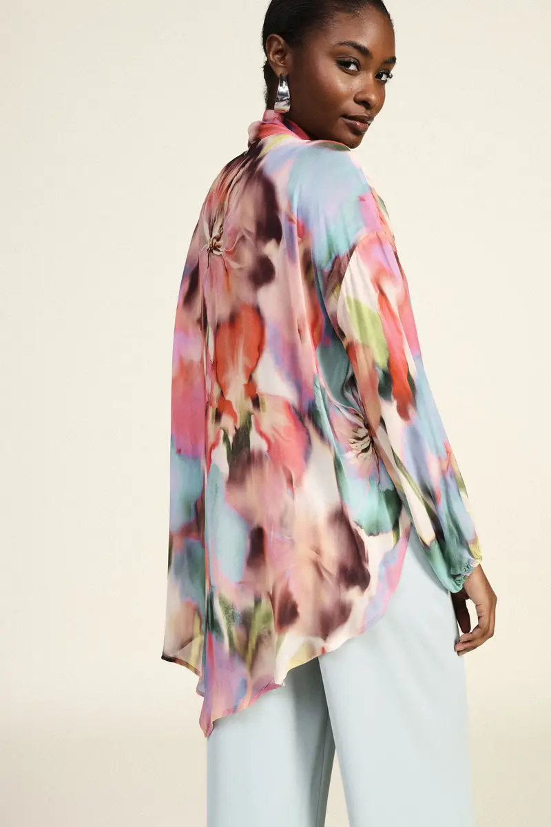 Blusa ampia stampa floreale maniche lunghe miniatura 3