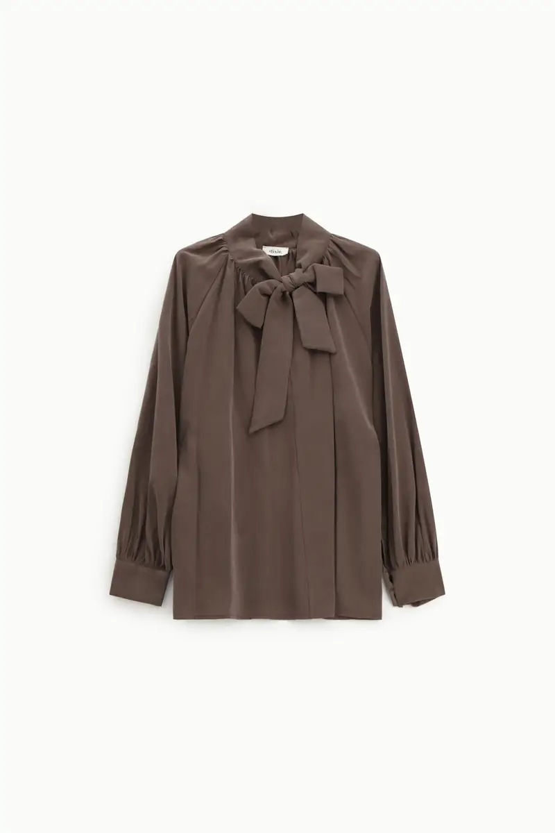 Blusa con fiocco davanti e maniche lunghe