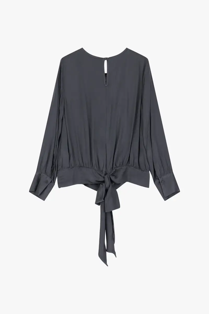 Blusa con fiocco frontale e maniche lunghe miniatura 2