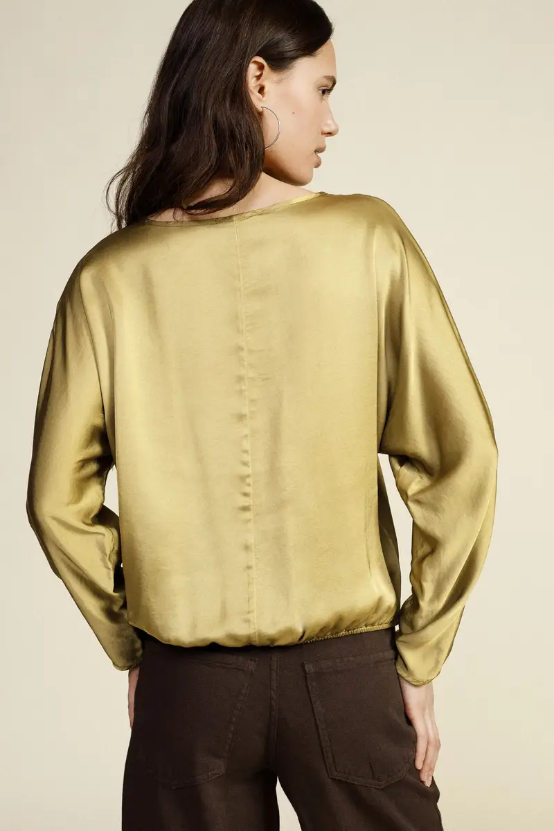 Blusa incrociata a maniche lunghe v-neck miniatura 3